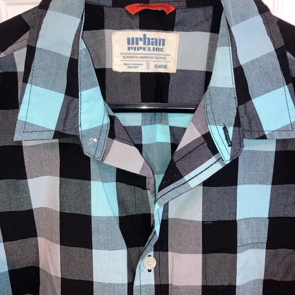 URBAN PIPELINE by MaxWear Plaid Short Sleeve Shirt Size: Youth XL - Picture 3 of 4